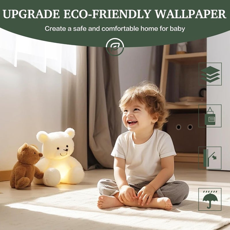 Dimoon 17.7''x385'' Peel and Stick Wallpaper Green Contact Paper for New Environmentally Friendly Materials Thickening Upgrade Embossed Renter Friendly Wall Paper Modern Vinyl Wrap Countertop Bedroom - Image 3